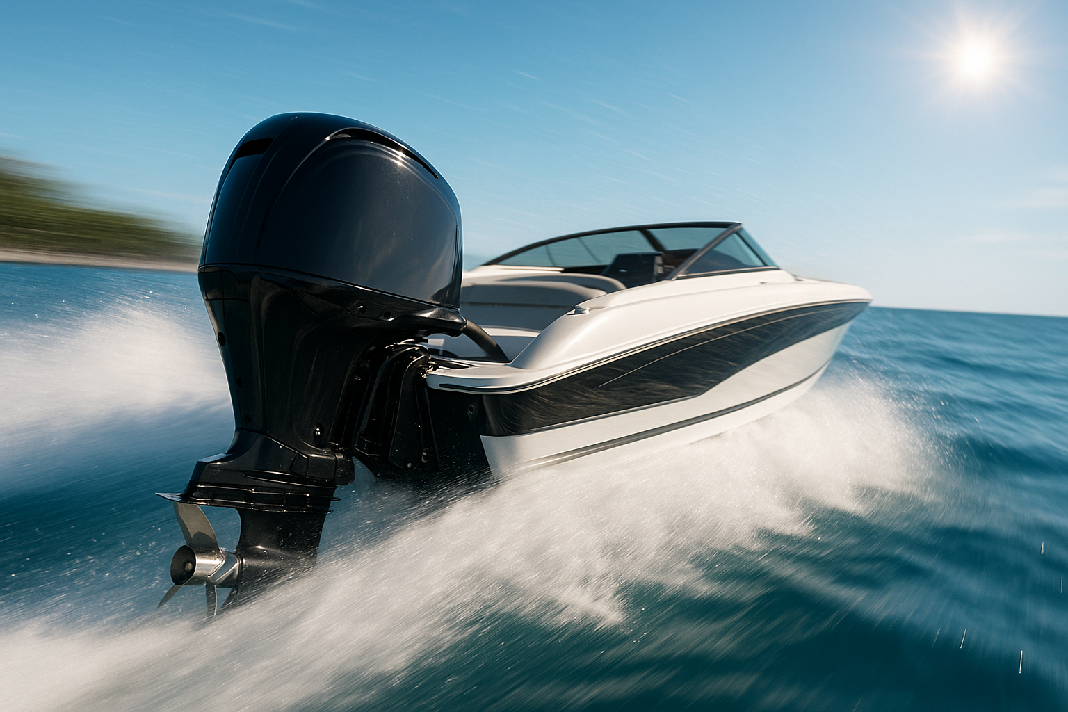 Outboard on fast boat